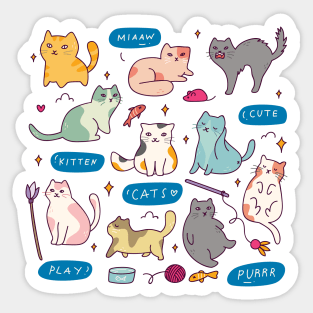 Funny Cute Cat Sticker Pack for cat lover Sticker